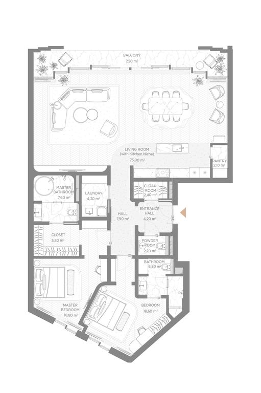 2-BD Apartment Sale, 162.8 sq. m. at Nicole, Nikolskaya Street, 8/1с1, Moscow, Russia #1