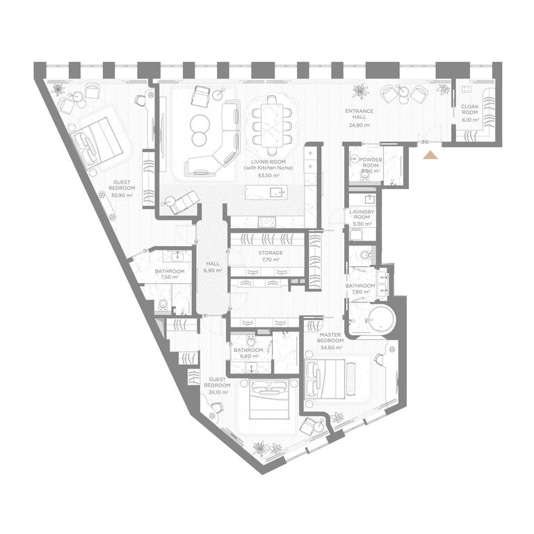 3-BD Apartment Sale, 222.3平方米 at Nicole, Nikolskaya Street, 8/1с1, Moscow, Russia #1