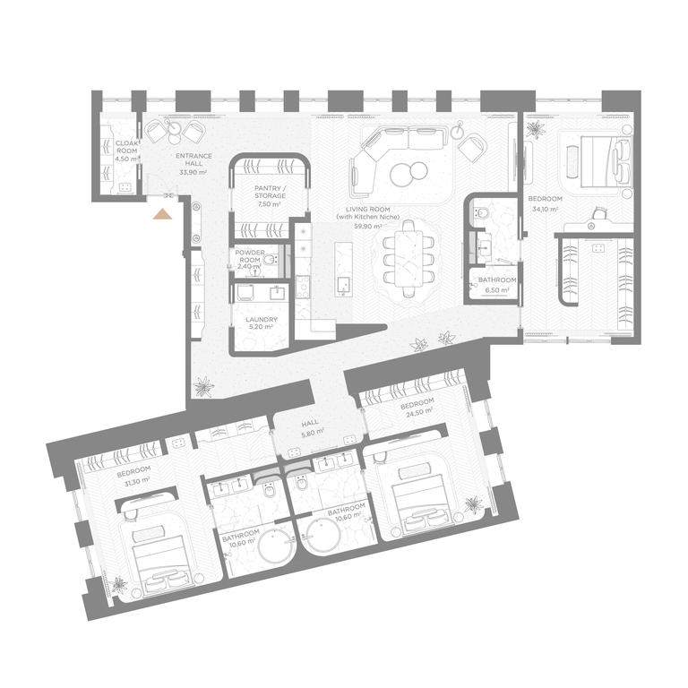3-BD Apartment Sale, 241.8平方米 at Nicole, Nikolskaya Street, 8/1с1, Moscow, Russia #1
