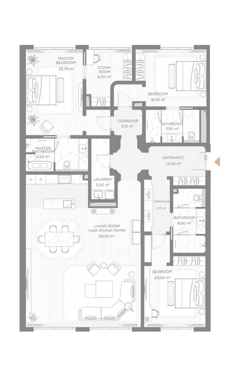 3-BD Apartment Sale, 193.9平方米 at Nicole, Nikolskaya Street, 8/1с1, Moscow, Russia #1