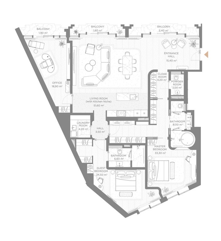 3-BD Apartment Sale, 177.7平方米 at Nicole, Nikolskaya Street, 8/1с1, Moscow, Russia #1