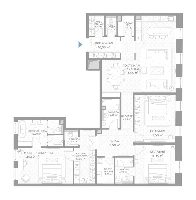 3-BD Apartment Sale, 177.3 sq. m. at Nicole, Nikolskaya Street, 8/1с1, Moscow, Russia #1