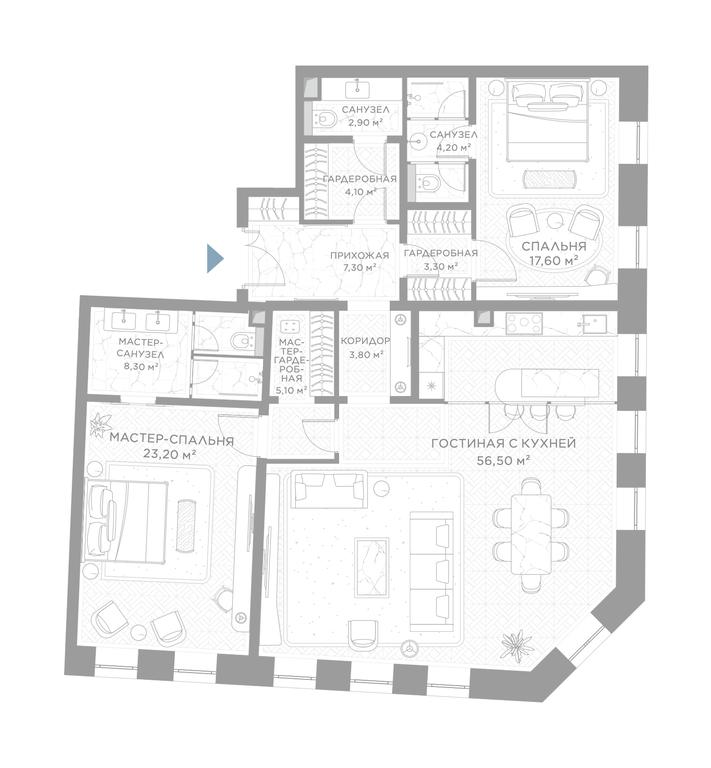 2-BD Apartment Sale, 140平方米 at Nicole, Nikolskaya Street, 8/1с1, Moscow, Russia #1 2-BD Apartment Sale, 140平方米 at Nicole, Nikolskaya Street, 8/1с1, Moscow, Russia #1