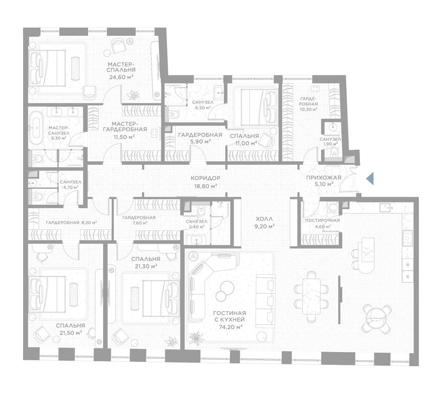 4-BD Apartment Sale, 265 sq. m. at Nicole, Nikolskaya Street, 8/1с1, Moscow, Russia #1