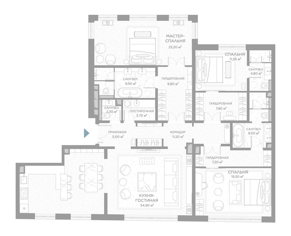 3-BD Apartment Sale, 182.4 sq. m. at Nicole, Nikolskaya Street, 8/1с1, Moscow, Russia #1