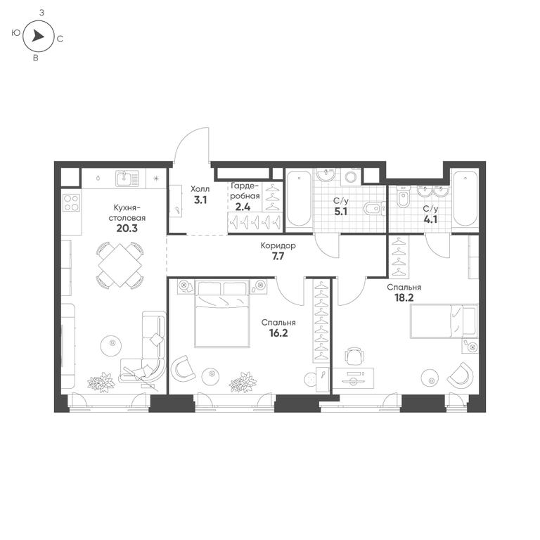2-BD Apartment Sale, 77.1 sq. m. at Mariinn Park, Oktyabrskaya Street, 103, Moscow, Russia #1 2-BD Apartment Sale, 77.1 sq. m. at Mariinn Park, Oktyabrskaya Street, 103, Moscow, Russia #1