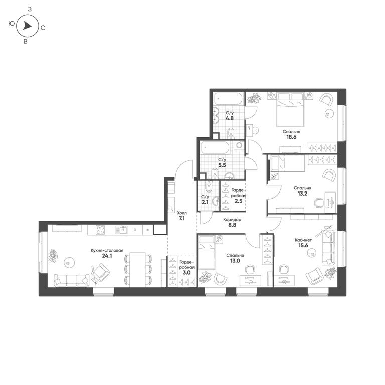 4-BD Apartment Sale, 118.3 sq. m. at Mariinn Park, Oktyabrskaya Street, 103, Moscow, Russia #1 4-BD Apartment Sale, 118.3 sq. m. at Mariinn Park, Oktyabrskaya Street, 103, Moscow, Russia #1