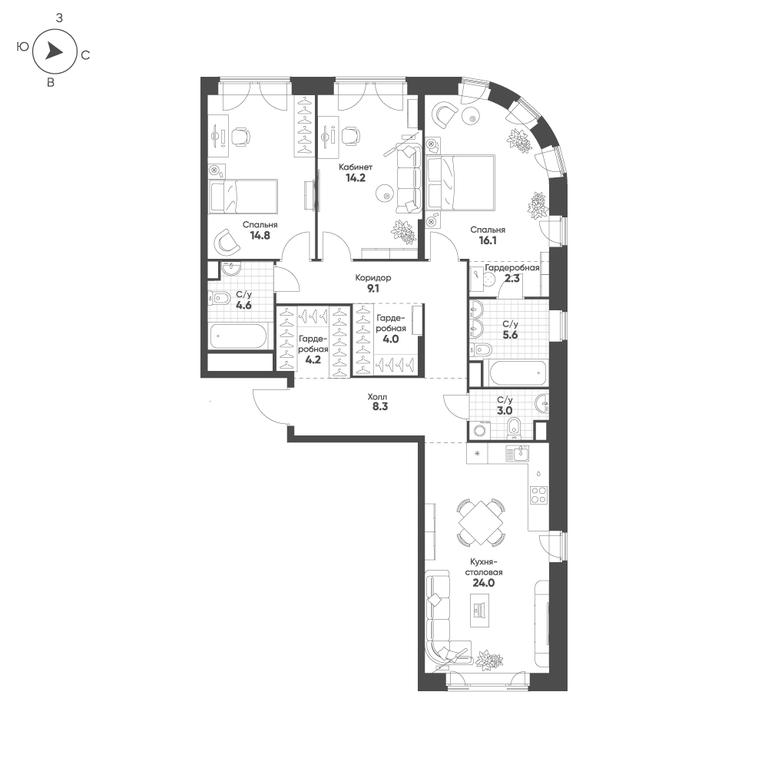 3-BD Apartment Sale, 110.2平方米 at Mariinn Park, Oktyabrskaya Street, 103, Moscow, Russia #1 3-BD Apartment Sale, 110.2平方米 at Mariinn Park, Oktyabrskaya Street, 103, Moscow, Russia #1