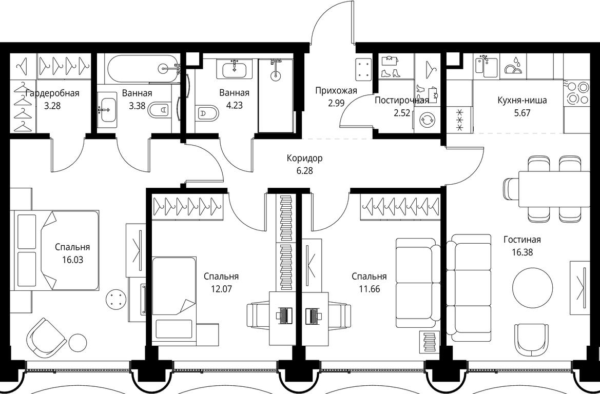 3-BD Apartment Sale, 84.49平方米 at MIRA, Mira Avenue, Moscow, Russia #1 3-BD Apartment Sale, 84.49平方米 at MIRA, Mira Avenue, Moscow, Russia #1