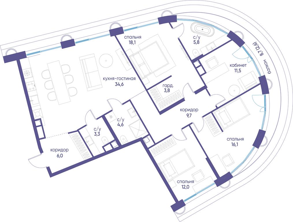 4-BD Apartment Sale, 124.7 sq. m. at Ostrov, Nizhnye Mnyovniki Street, 37Ас4, Moscow, Russia #1 4-BD Apartment Sale, 124.7 sq. m. at Ostrov, Nizhnye Mnyovniki Street, 37Ас4, Moscow, Russia #1