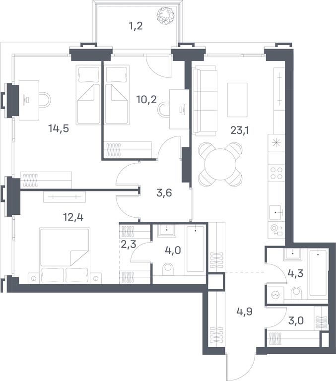 3-BD Apartment Sale, 83.5平方米 at Portland, Yuzhnoportovaya Street, 42с5, Moscow, Russia #1 3-BD Apartment Sale, 83.5平方米 at Portland, Yuzhnoportovaya Street, 42с5, Moscow, Russia #1