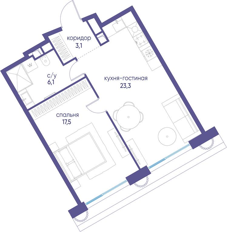 1-BD Apartment Sale, 50 sq. m. at Ostrov, Nizhnye Mnyovniki Street, 37Ас4, Moscow, Russia #1 1-BD Apartment Sale, 50 sq. m. at Ostrov, Nizhnye Mnyovniki Street, 37Ас4, Moscow, Russia #1