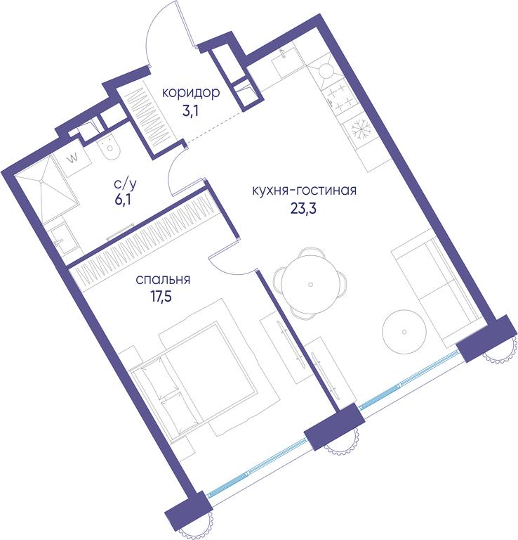 1-BD Apartment Sale, 50 sq. m. at Ostrov, Nizhnye Mnyovniki Street, 37Ас4, Moscow, Russia #1 1-BD Apartment Sale, 50 sq. m. at Ostrov, Nizhnye Mnyovniki Street, 37Ас4, Moscow, Russia #1