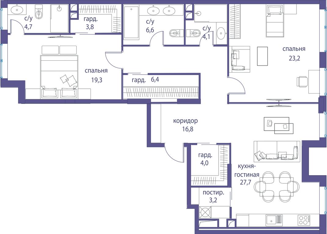 3-BD Apartment Sale, 119.2 sq. m. at Ostrov, Nizhnye Mnyovniki Street, 37Ас4, Moscow, Russia #1 3-BD Apartment Sale, 119.2 sq. m. at Ostrov, Nizhnye Mnyovniki Street, 37Ас4, Moscow, Russia #1
