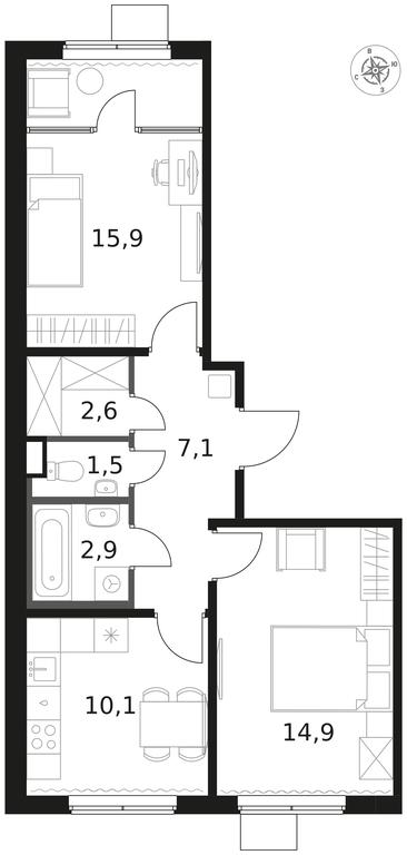 2-BD Apartment Sale, 55 sq. m. at 1 Himkinskij, zhiloy kompleks 1-y Khimkinskiy, kvartal Mezhdunarodny, mikrorayon Klyazma-Starbeyevo, Khimki, Moscow Region, Russia #1 2-BD Apartment Sale, 55 sq. m. at 1 Himkinskij, zhiloy kompleks 1-y Khimkinskiy, kvartal Mezhdunarodny, mikrorayon Klyazma-Starbeyevo, Khimki, Moscow Region, Russia #1
