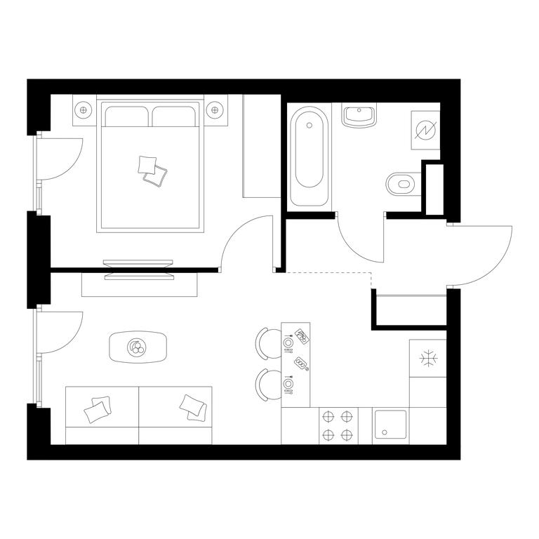 1-BD Apartment Sale, 32 sq. m. at Irtyshskiy Kvartal, 2nd Irtyshsky Drive, Moscow, Russia #1