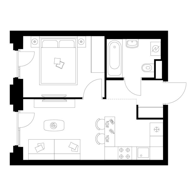 1-BD Apartment Sale, 32 sq. m. at Irtyshskiy Kvartal, 2nd Irtyshsky Drive, Moscow, Russia #2