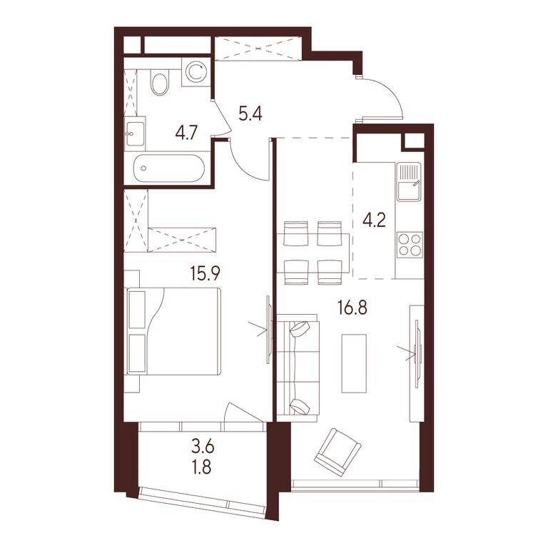 1-BD Apartment Sale, 48.8 sq. m. at INDY TOWERS (Indi Tauerz), Kuusinen Street, Moscow, Russia #1 1-BD Apartment Sale, 48.8 sq. m. at INDY TOWERS (Indi Tauerz), Kuusinen Street, Moscow, Russia #1