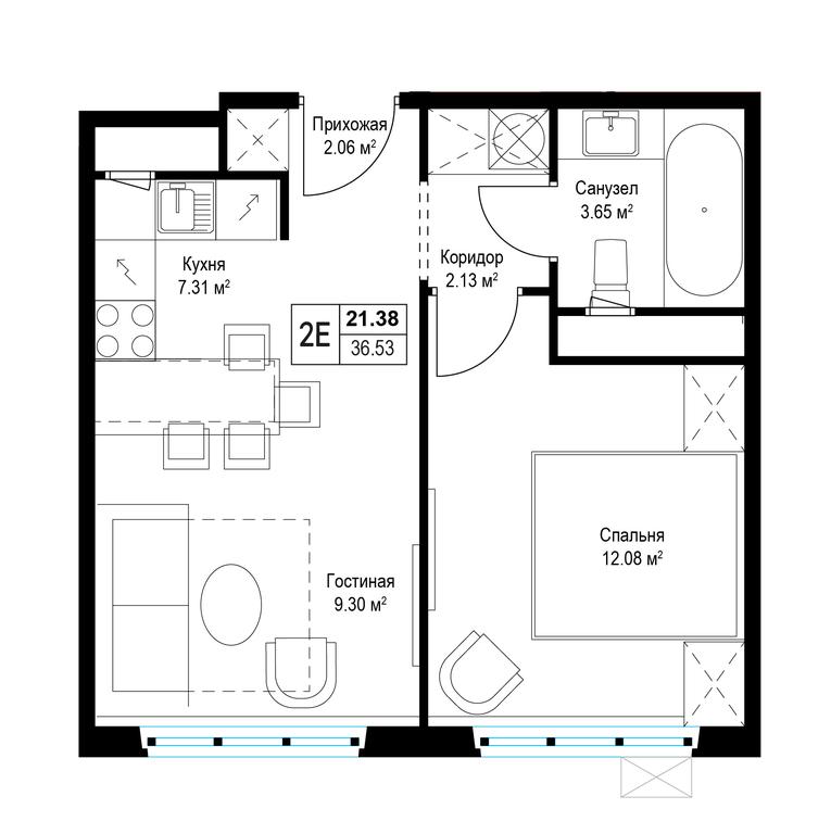 1-BD Apartment Sale, 36.4 sq. m. at Eko Vidnoe 2.0, kvartal Tsentralny, 1, Kupelinka Subdistrict, derevnya Sapronovo, Leninskiy City District, Moscow Region, Russia #1 1-BD Apartment Sale, 36.4 sq. m. at Eko Vidnoe 2.0, kvartal Tsentralny, 1, Kupelinka Subdistrict, derevnya Sapronovo, Leninskiy City District, Moscow Region, Russia #1