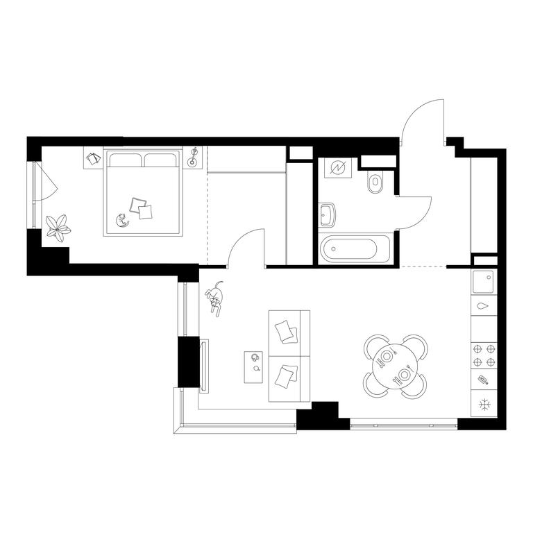 1-BD Apartment Sale, 45.4平方米 at Kavkazskiy Bulvar 51, Kavkazsky Boulevard, 51с3, Moscow, Russia #1
