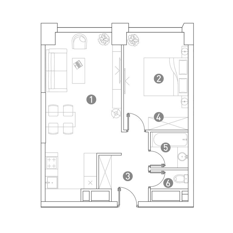 1-BD Apartment Sale, 50.6 sq. m. at Very, Botanicheskaya Street, 29, Moscow, Russia #1