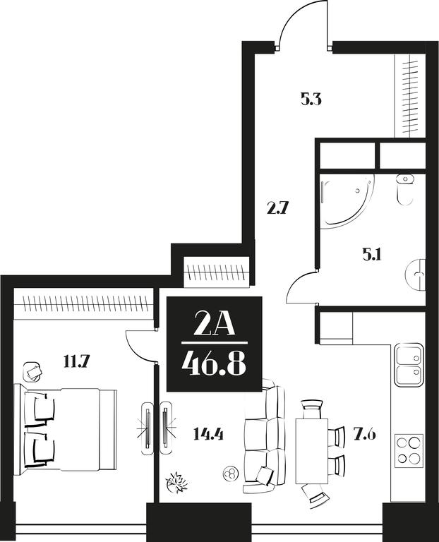 1-BD Apartment Sale, 46.8 sq. m. at Deco Residence, Malaya Tulskaya Street, 2, Moscow, Russia #1 1-BD Apartment Sale, 46.8 sq. m. at Deco Residence, Malaya Tulskaya Street, 2, Moscow, Russia #1