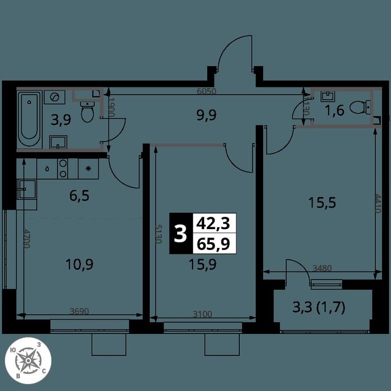 3-BD Apartment Sale, 65.9平方米 at Pervy Donskoj, zhiloy mikrorayon Sapronovo, derevnya Sapronovo, Leninskiy City District, Moscow Region, Russia #2 3-BD Apartment Sale, 65.9平方米 at Pervy Donskoj, zhiloy mikrorayon Sapronovo, derevnya Sapronovo, Leninskiy City District, Moscow Region, Russia #2