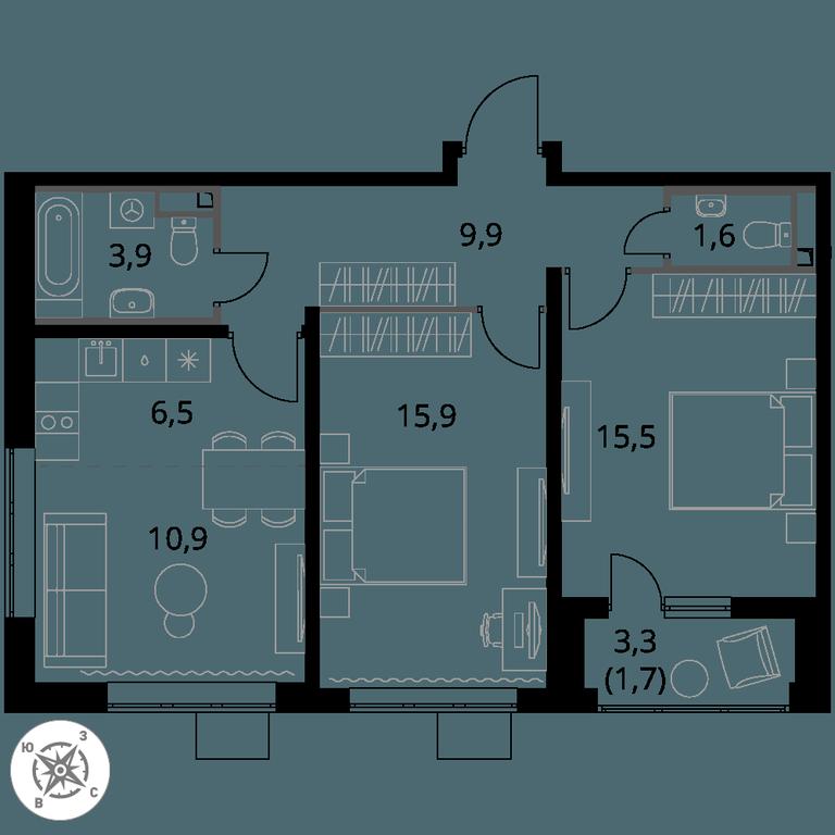 3-BD Apartment Sale, 65.9平方米 at Pervy Donskoj, zhiloy mikrorayon Sapronovo, derevnya Sapronovo, Leninskiy City District, Moscow Region, Russia #1 3-BD Apartment Sale, 65.9平方米 at Pervy Donskoj, zhiloy mikrorayon Sapronovo, derevnya Sapronovo, Leninskiy City District, Moscow Region, Russia #1