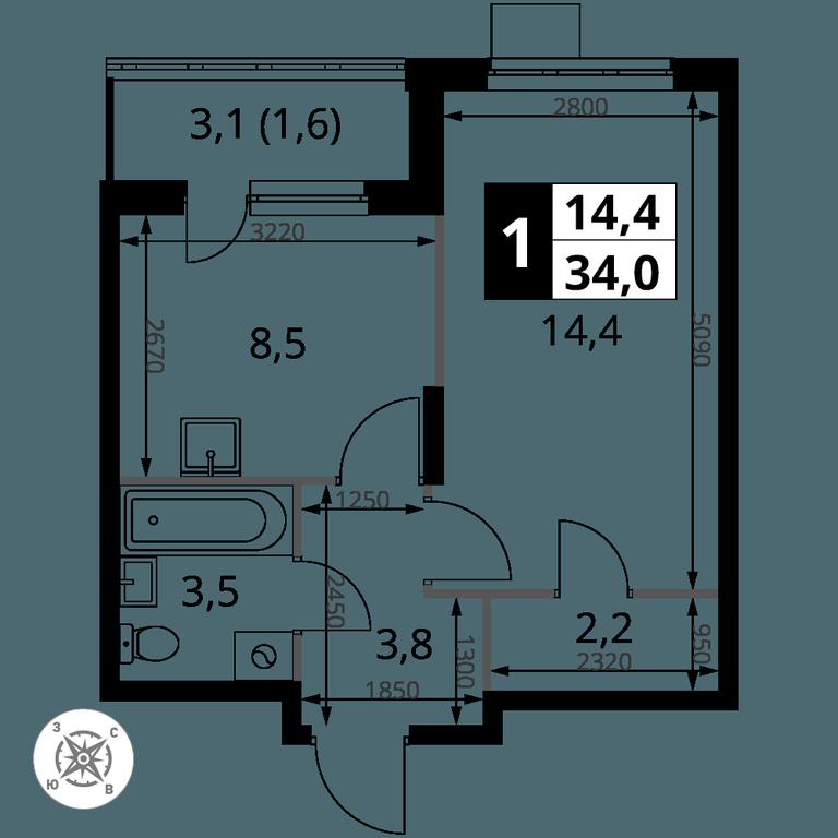 1-BD Apartment Sale, 34平方米 at Pervy Donskoj, zhiloy mikrorayon Sapronovo, derevnya Sapronovo, Leninskiy City District, Moscow Region, Russia #2 1-BD Apartment Sale, 34平方米 at Pervy Donskoj, zhiloy mikrorayon Sapronovo, derevnya Sapronovo, Leninskiy City District, Moscow Region, Russia #2