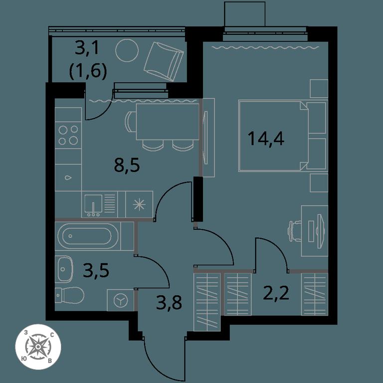 1-BD Apartment Sale, 34平方米 at Pervy Donskoj, zhiloy mikrorayon Sapronovo, derevnya Sapronovo, Leninskiy City District, Moscow Region, Russia #1 1-BD Apartment Sale, 34平方米 at Pervy Donskoj, zhiloy mikrorayon Sapronovo, derevnya Sapronovo, Leninskiy City District, Moscow Region, Russia #1