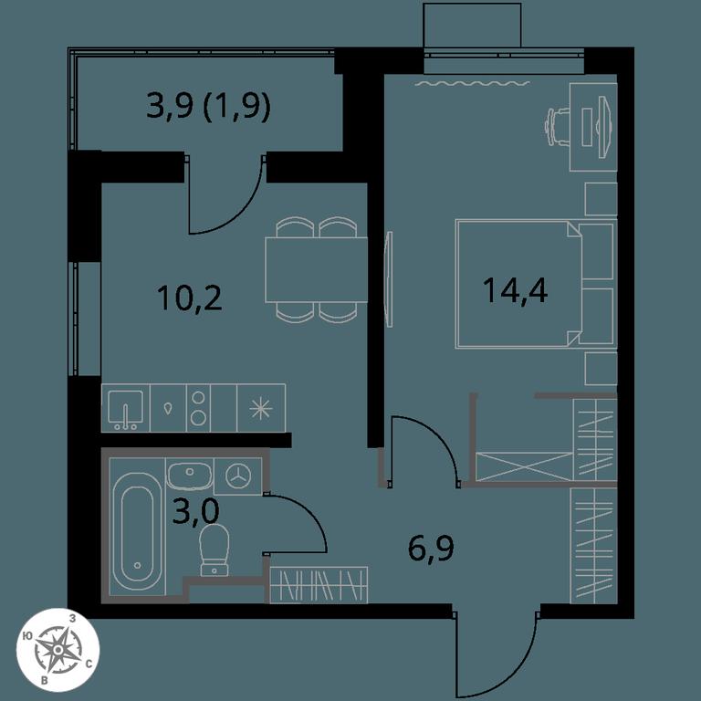 1-BD Apartment Sale, 36.4 sq. m. at Pervy Donskoj, zhiloy mikrorayon Sapronovo, derevnya Sapronovo, Leninskiy City District, Moscow Region, Russia #1
