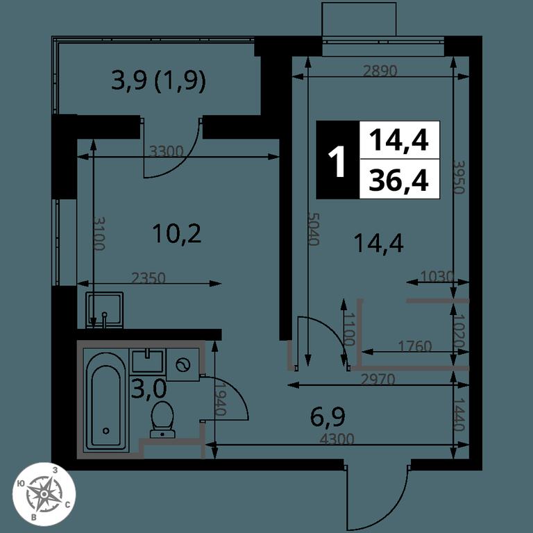 1-BD Apartment Sale, 36.4 sq. m. at Pervy Donskoj, zhiloy mikrorayon Sapronovo, derevnya Sapronovo, Leninskiy City District, Moscow Region, Russia #2