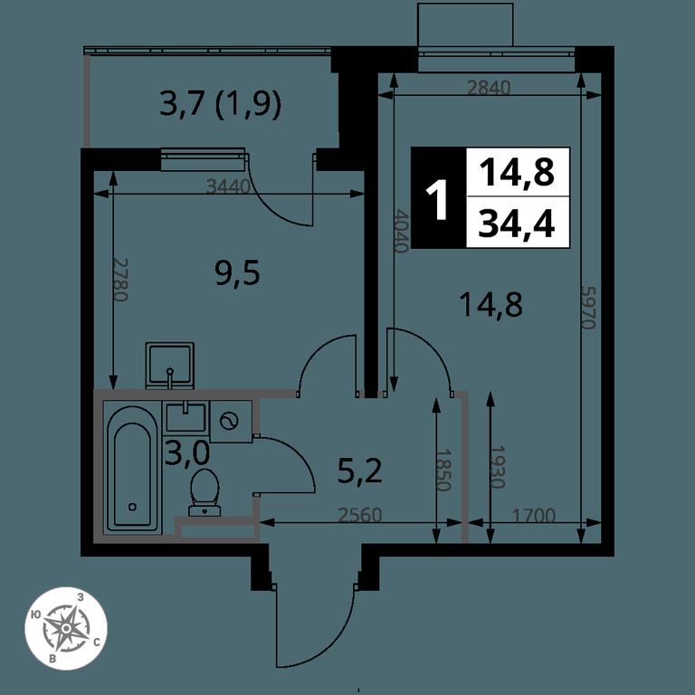 1-BD Apartment Sale, 34.4 sq. m. at Pervy Donskoj, zhiloy mikrorayon Sapronovo, derevnya Sapronovo, Leninskiy City District, Moscow Region, Russia #2 1-BD Apartment Sale, 34.4 sq. m. at Pervy Donskoj, zhiloy mikrorayon Sapronovo, derevnya Sapronovo, Leninskiy City District, Moscow Region, Russia #2