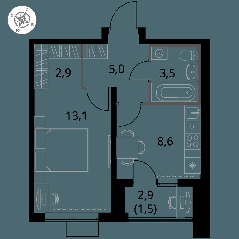 1-BD Apartment Sale, 34.6平方米 at Pervy Donskoj, zhiloy mikrorayon Sapronovo, derevnya Sapronovo, Leninskiy City District, Moscow Region, Russia #1 1-BD Apartment Sale, 34.6平方米 at Pervy Donskoj, zhiloy mikrorayon Sapronovo, derevnya Sapronovo, Leninskiy City District, Moscow Region, Russia #1