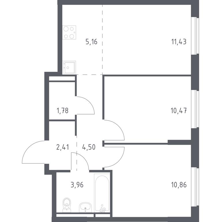 1-BD Apartment Sale, 50.57 sq. m. at Mytishchi Park, Silikatnaya ulitsa, 41к3, Mytischi, Moscow Region, Russia #1 1-BD Apartment Sale, 50.57 sq. m. at Mytishchi Park, Silikatnaya ulitsa, 41к3, Mytischi, Moscow Region, Russia #1