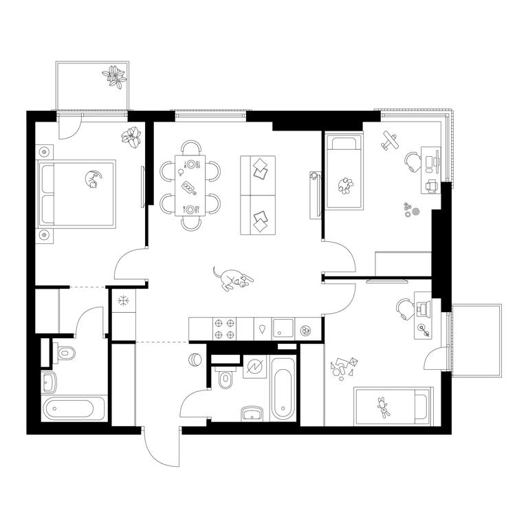 3-BD Apartment Sale, 75 sq. m. at Moskvoreche, Kotlyakovskaya Street, Moscow, Russia #1