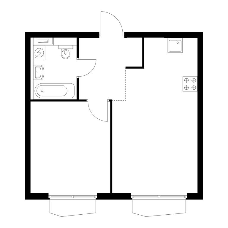 1-BD Apartment Sale, 40.6平方米 at Holland Park, Volokolamskoye Highway, 71/13к1, Moscow, Russia #2