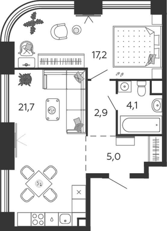 1-BD Apartment Sale, 50.9 sq. m. at Shagal, Автозаводская улица, 23, Москва, Россия #1