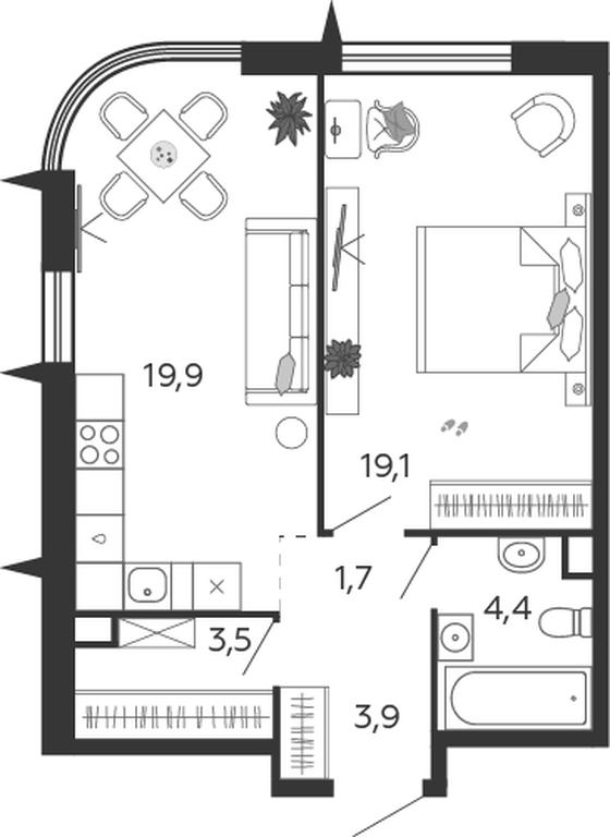 1-BD Apartment Sale, 52.5 sq. m. at Shagal, Автозаводская улица, 23, Москва, Россия #1