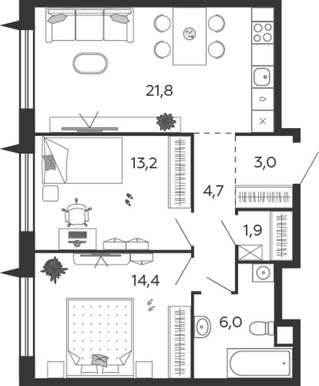 2-BD Apartment Sale, 65 sq. m. at Shagal, Автозаводская улица, 23, Москва, Россия #1 2-BD Apartment Sale, 65 sq. m. at Shagal, Автозаводская улица, 23, Москва, Россия #1