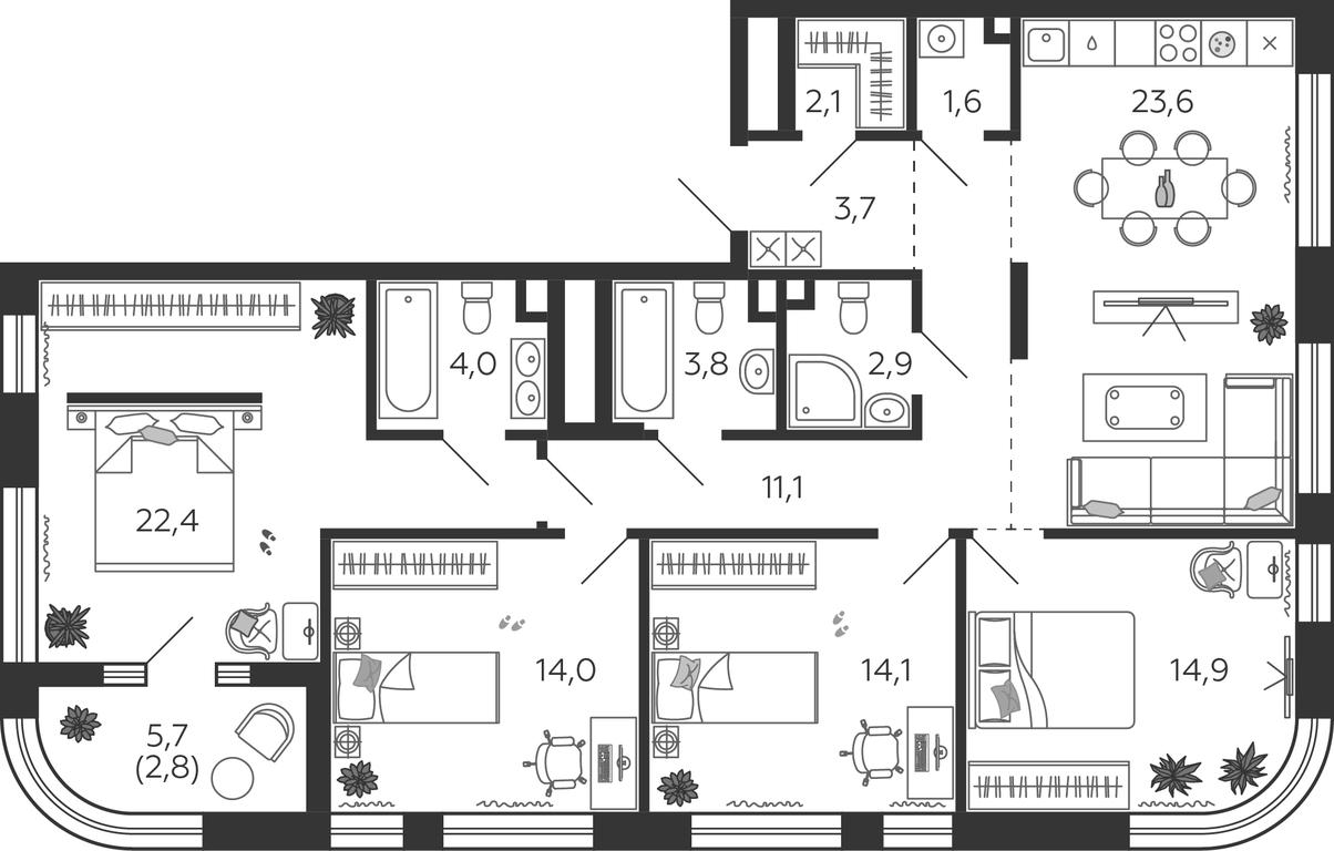 4-BD Apartment Sale, 121.1 sq. m. at Shagal, Автозаводская улица, 23, Москва, Россия #1