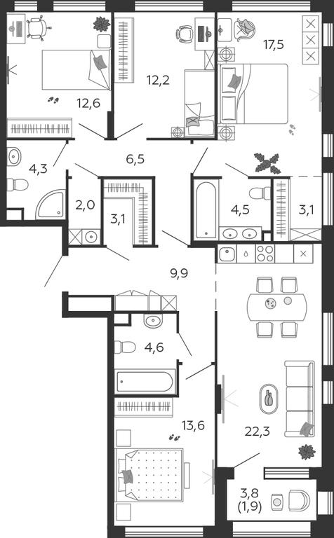 Продажа 4-комн. квартиры, 118,1 м² в ЖК «Шагал (Shagal)», Автозаводская улица, 23, Москва, Россия #1 Продажа 4-комн. квартиры, 118,1 м² в ЖК «Шагал (Shagal)», Автозаводская улица, 23, Москва, Россия #1