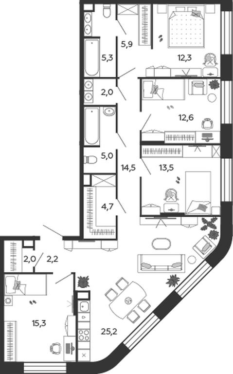 Продажа 4-комн. квартиры, 120,5 м² в ЖК «Шагал (Shagal)», Автозаводская улица, 23, Москва, Россия #1 Продажа 4-комн. квартиры, 120,5 м² в ЖК «Шагал (Shagal)», Автозаводская улица, 23, Москва, Россия #1
