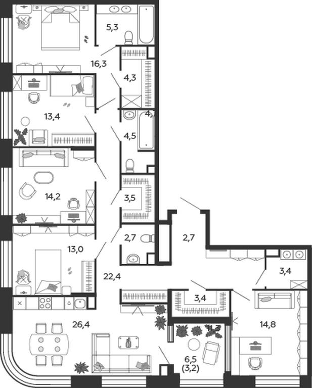 4-BD Apartment Sale, 153.6 sq. m. at Shagal, Автозаводская улица, 23, Москва, Россия #1 4-BD Apartment Sale, 153.6 sq. m. at Shagal, Автозаводская улица, 23, Москва, Россия #1