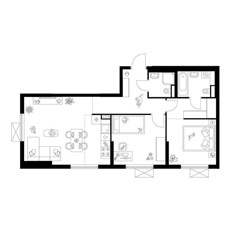 2-BD Apartment Sale, 61.8 sq. m. at Salarevo Park, Salaryevskaya Street, 8к1, Moskovskiy Settlement, Moscow, Russia #1