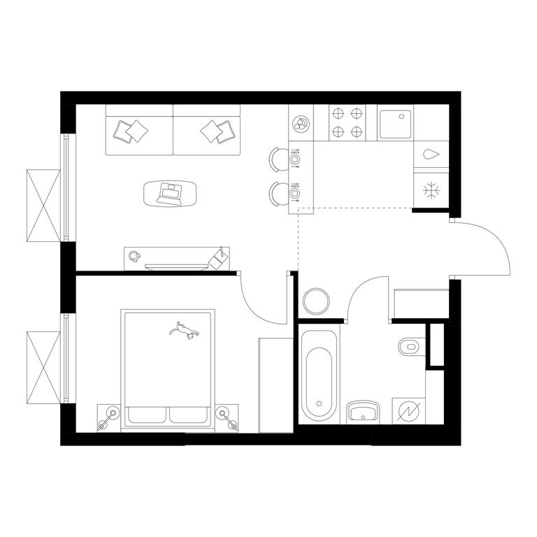 1-BD Apartment Sale, 32.3平方米 at Salarevo Park, Salaryevskaya Street, 8к1, Moskovskiy Settlement, Moscow, Russia #1