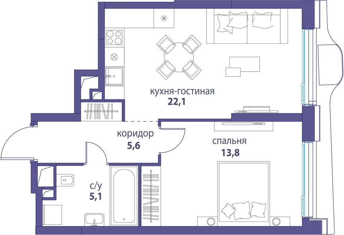 Продажа 1-комн. квартиры, 46,6 м² в ЖК «Символ», проезд Невельского, 6к1, Москва, Россия #1 Продажа 1-комн. квартиры, 46,6 м² в ЖК «Символ», проезд Невельского, 6к1, Москва, Россия #1