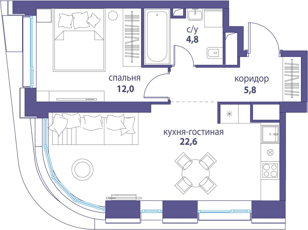 Продажа 1-комн. квартиры, 45,2 м² в ЖК «Символ», проезд Невельского, 6к1, Москва, Россия #1 Продажа 1-комн. квартиры, 45,2 м² в ЖК «Символ», проезд Невельского, 6к1, Москва, Россия #1