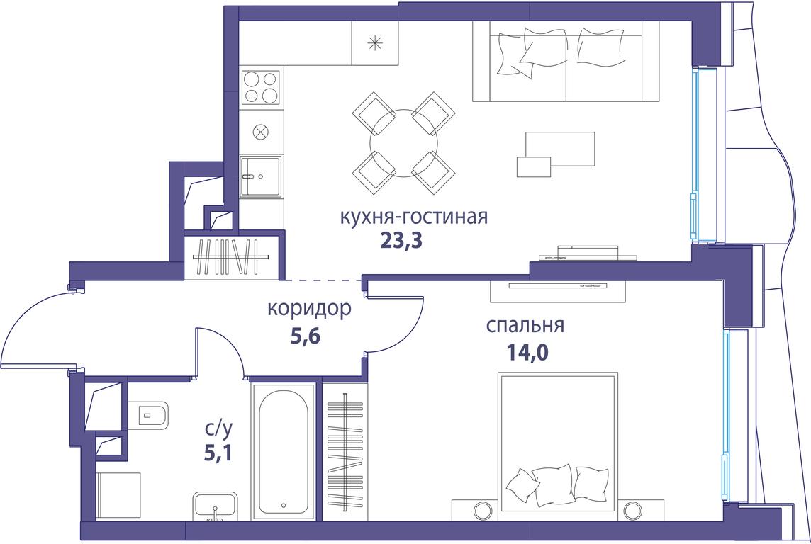 Продажа 1-комн. квартиры, 48 м² в ЖК «Символ», проезд Невельского, 6к1, Москва, Россия #1 Продажа 1-комн. квартиры, 48 м² в ЖК «Символ», проезд Невельского, 6к1, Москва, Россия #1