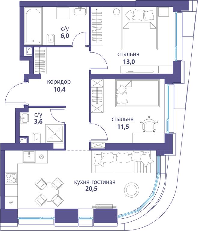 Продажа 2-комн. квартиры, 65 м² в ЖК «Символ», проезд Невельского, 6к1, Москва, Россия #1 Продажа 2-комн. квартиры, 65 м² в ЖК «Символ», проезд Невельского, 6к1, Москва, Россия #1